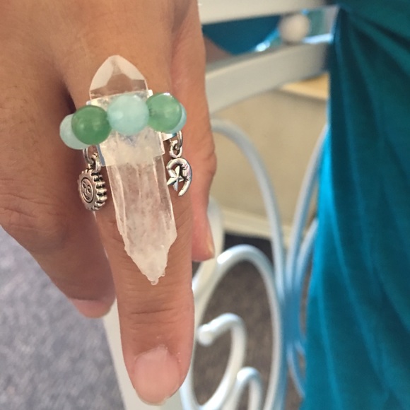 Quartz, Aventurine and Blue Quartzite Wand Ring - Picture 3 of 4